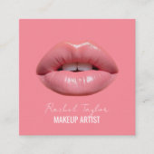 Rosa Lippen | Script Makeup Square Business Card Quadratische Visitenkarte (Vorderseite)
