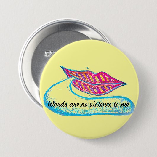 Rosa Lippen und ein Wort Baloon oder Zunge Button (Vorne & Hinten)