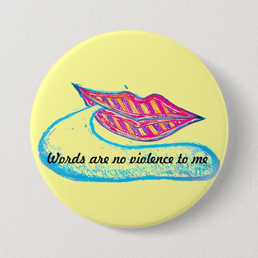 Rosa Lippen und ein Wort Baloon oder Zunge Button (Vorderseite)