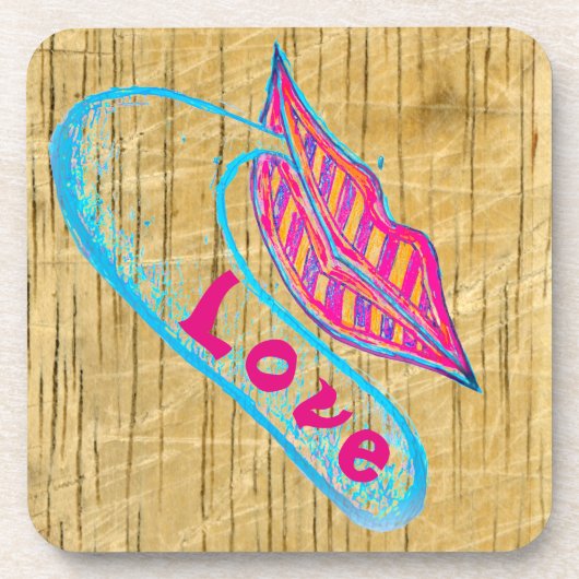 Rosa Lippen und ein Wort Baloon oder Zunge Getränkeuntersetzer (Vorderseite)