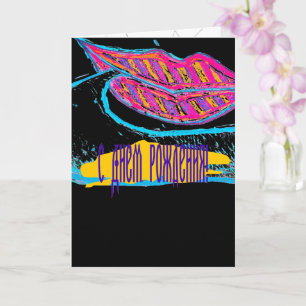 Rosa Lippen und ein Wort Baloon oder Zunge Karte