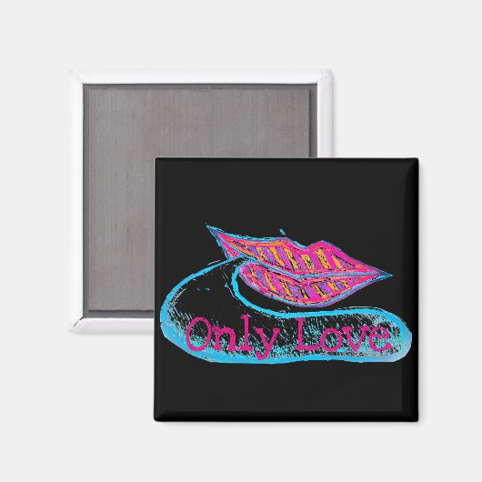 Rosa Lippen und ein Wort Baloon oder Zunge Magnet (Vorderseite/Rückseite)