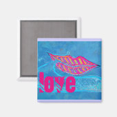 Rosa Lippen und ein Wort Baloon oder Zunge Magnet (Vorderseite/Rückseite)