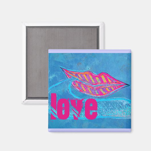 Rosa Lippen und ein Wort Baloon oder Zunge Magnet (Vorderseite/Rückseite)