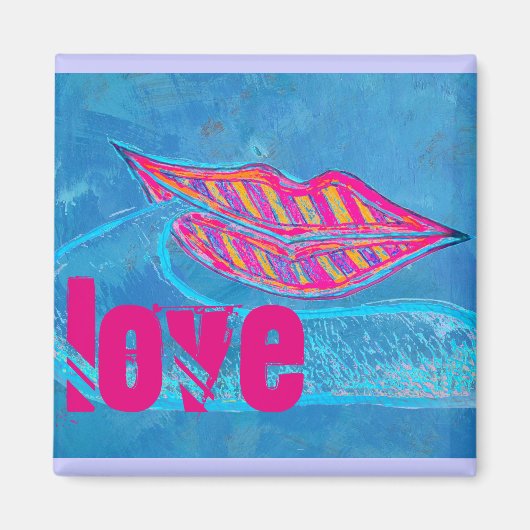 Rosa Lippen und ein Wort Baloon oder Zunge Magnet (Vorne)