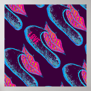 Rosa Lippen und ein Wort Baloon oder Zunge Poster