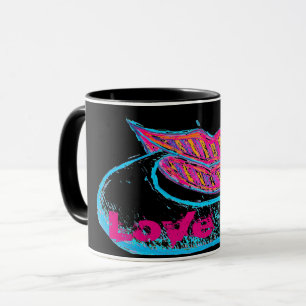 Rosa Lippen und ein Wort Baloon oder Zunge Tasse