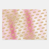 Rosa Lippen und goldene Lippen Kiss Gold Glitzer X Geschenkpapier Set (Vorderseite)