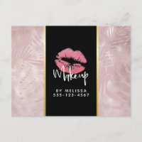 Rosa Lippen und Rose Gold Tropical Blätter Busines