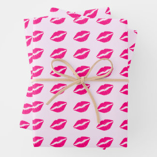 Rosa Lippenabdruck-Geschenkpapier Geschenkpapier Set