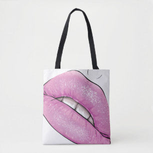 Rosa Lippenfarbe Gloss mit Zähnen Tasche