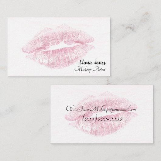Rosa Lippenhintergrund-Maskenbildner Visitenkarte (Vorne/Hinten)