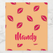 Rosa Lippenmuster Weinetikett (Einzelnes Label)