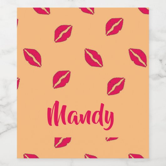 Rosa Lippenmuster Weinetikett (Einzelnes Label)