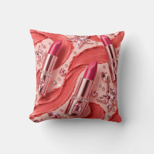 Rosa Lippenstift Kristallstern Pop Kissen
