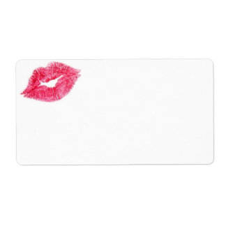 Rosa Lippenstift-Kuss-Druck Etikett