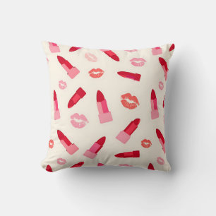 Rosa Lippenstift-Kuss-Muster Kissen