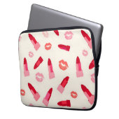 Rosa Lippenstift-Kuss-Muster Laptopschutzhülle (Vorderseite Links)
