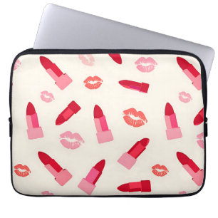 Rosa Lippenstift-Kuss-Muster Laptopschutzhülle