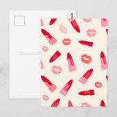 Rosa Lippenstift-Kuss-Muster Postkarte (Vorne/Hinten)