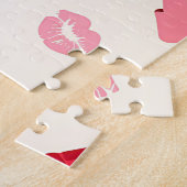 Rosa Lippenstift-Kuss-Muster Puzzle (Seite)