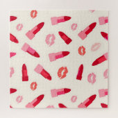 Rosa Lippenstift-Kuss-Muster Puzzle (Horizontal)