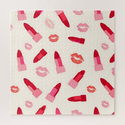 Rosa Lippenstift-Kuss-Muster Puzzle (Vertikal)