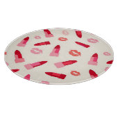Rosa Lippenstift-Kuss-Muster Schneidebrett (Ecke)