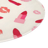 Rosa Lippenstift-Kuss-Muster Schneidebrett (Ecke)