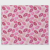 Rosa Lippenstift-Kuss nahtloses Muster Geschenkpapier (Flach)
