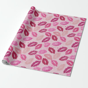 Rosa Lippenstift-Kuss nahtloses Muster Geschenkpapier