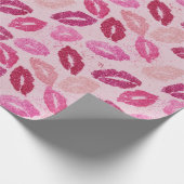 Rosa Lippenstift-Kuss nahtloses Muster Geschenkpapier (Ecke)