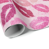 Rosa Lippenstift-Kuss nahtloses Muster Geschenkpapier (Rolleneckpunkt)