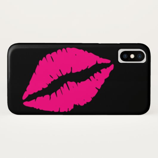 Rosa Lippenstift Kuss Pop Art Case-Mate iPhone Hülle (Rückseite (Horizontal))