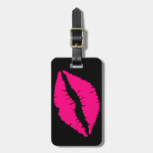 Rosa Lippenstift Kuss Pop Art Gepäckanhänger (Vorderseite vertikal)