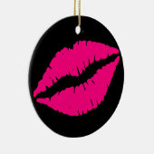 Rosa Lippenstift Kuss Pop Art Keramikornament (Rechts)