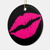 Rosa Lippenstift Kuss Pop Art Keramikornament (Links)