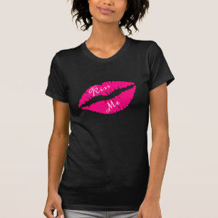 Rosa Lippenstift Küsse mich Slogan Pop-Art T-Shirt
