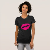 Rosa Lippenstiftkuss-Popkunst T-Shirt (Vorne ganz)