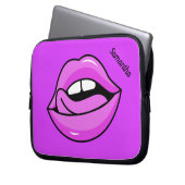 Rosa Lips individuelle Name Notebook-Ärmel Laptopschutzhülle (Vorderseite Links)