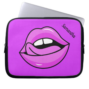 Rosa Lips individuelle Name Notebook-Ärmel Laptopschutzhülle