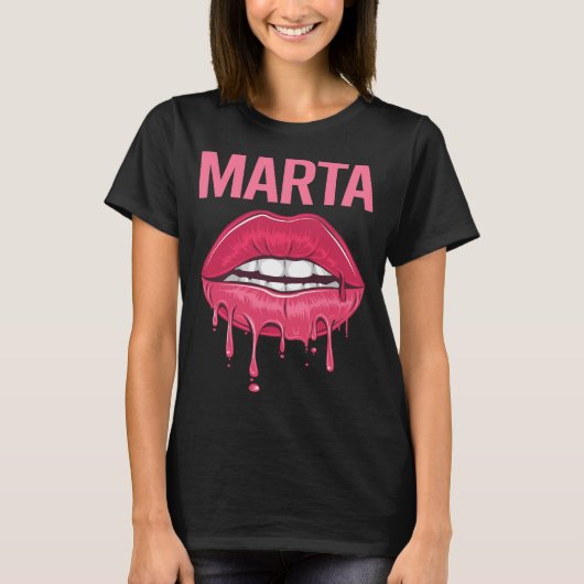Rosa Lips - Marta Name T-Shirt (Vorderseite)