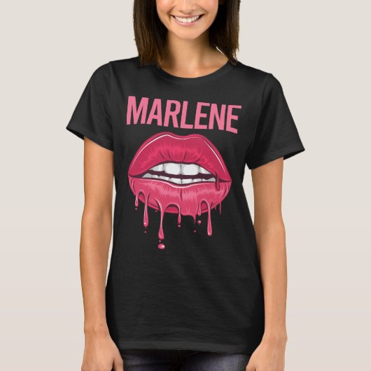 Rosa Lips - Name Marlene T-Shirt (Vorderseite)