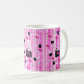 Rosa Lipstick - Herz Stripe-Tasse Kaffeetasse (VorderseiteRechts)