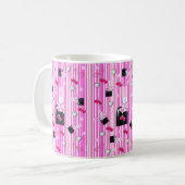 Rosa Lipstick - Herz Stripe-Tasse Kaffeetasse (Vorderseite Links)