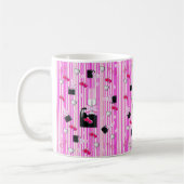 Rosa Lipstick - Herz Stripe-Tasse Kaffeetasse (Links)