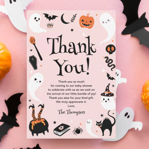 Rosa Little Boo Halloween Baby Shower Mädchen Dankeskarte