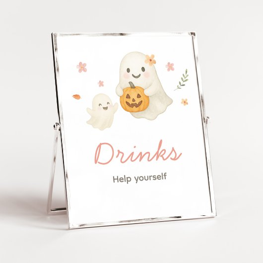 Rosa Little Boo Halloween Getränke Schild