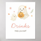 Rosa Little Boo Halloween Getränke Schild (Vorne)