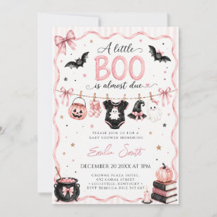 Rosa Little Boo Halloween Mädchen Baby Shower Einladung